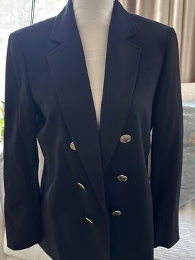 Anne Klein Black Blazer with Gold Accent Tag